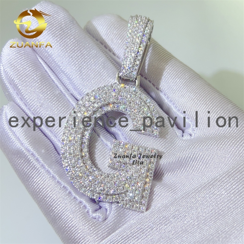 Custom Wholesale Price Hip Hop Jewelry 26 Initial Name Iced Out 925 Silver Moissanite Letter Pendant