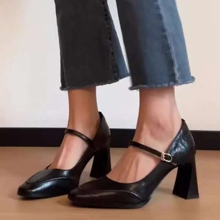 Women High Heels Square Toe Chunky Sandals Elegant 2025 New Brand Party Summer Shoes Dress Woman Pumps Zapatillas Mujer