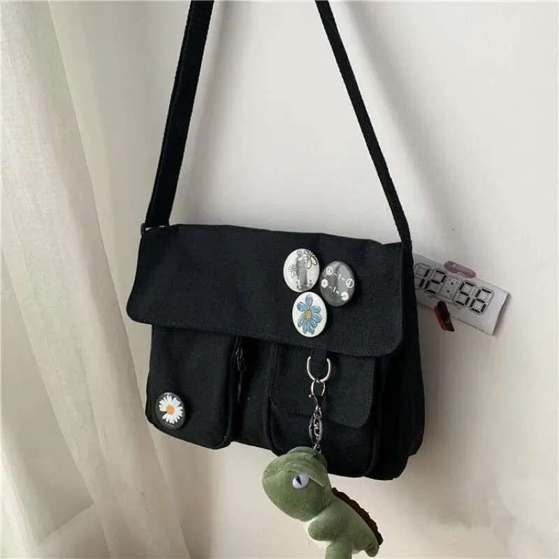 Canvas Youth Fashion Diagonal Crossbody Bag Casual Version Ladies Large Capacity Shoulder Solid Color Women Messenger Bags