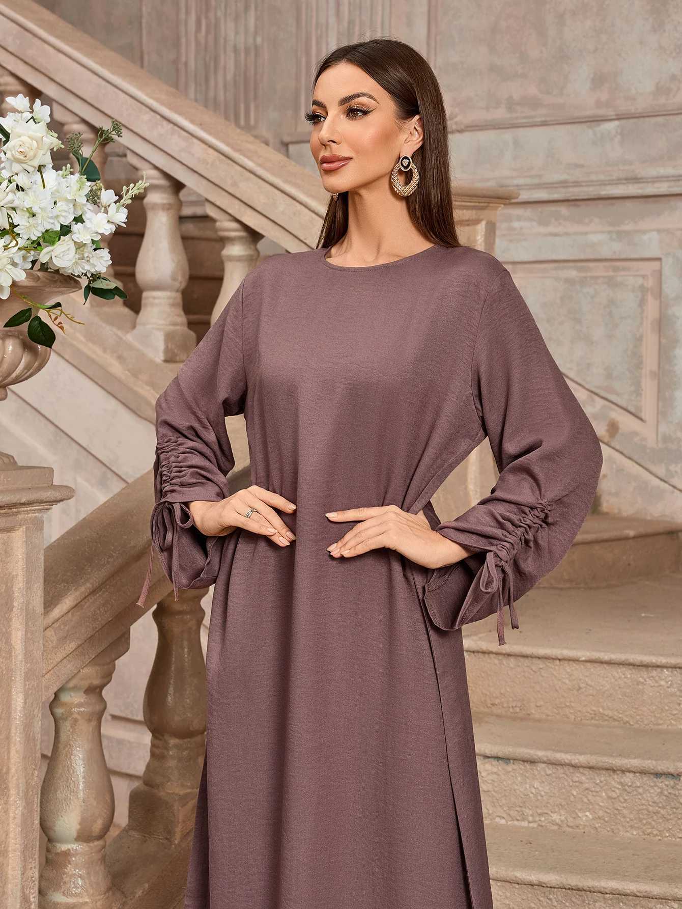 Closed Abaya Women Muslim Dress islamic Clothing Women Modest Dresses With Adjusted String Slves New Robe 2025 New Design X250514