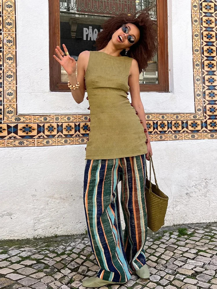 Chic Side Hollow Bead Mini Dress Women Sexy n Solid Sleeveless Oneck Slim Party Dresses Lady Retro Casual Streetwear 250514
