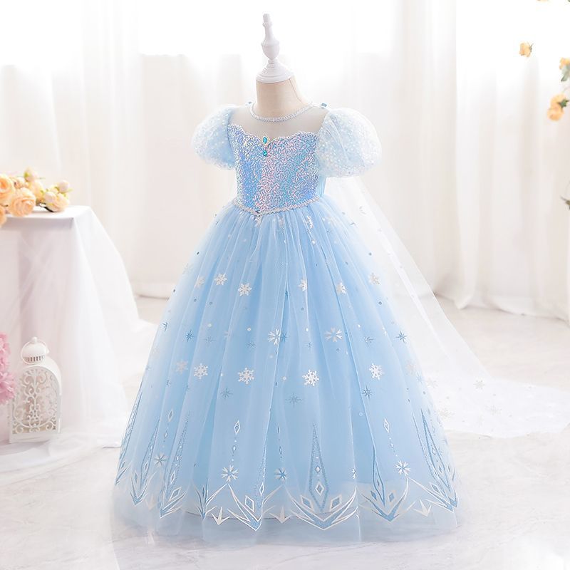 DISNEY kids designer dress Frozen Elsa princess baby girls summer baby skirt puffy cotton children formal dress.