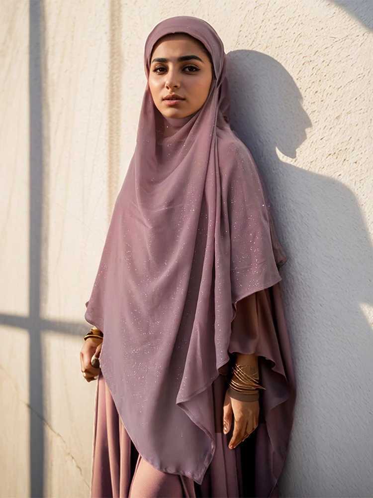 2025 New Shimmer Eid Djellaba Dress Muslim Womens Prayer Abaya with Khimar Turkish Jalabiya Islamic Hijab Ramadan Luxury Kaftan X250514