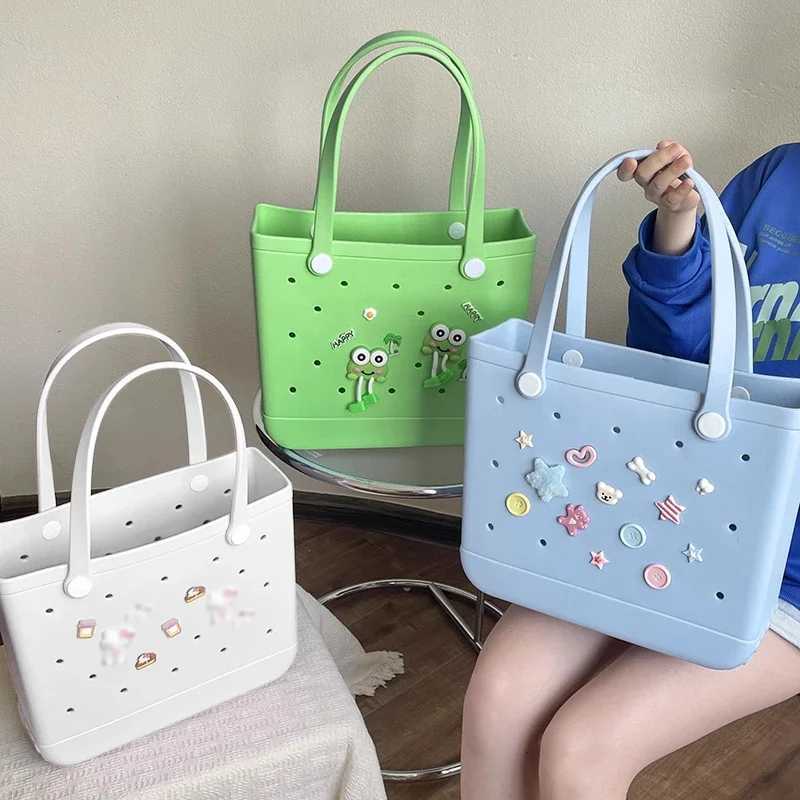 EVA Beach Waterproof Summer Storage Basket for Outdoor Travel Picnic Bag Women Shopping Tote Bag Rubber Handbag Z250514