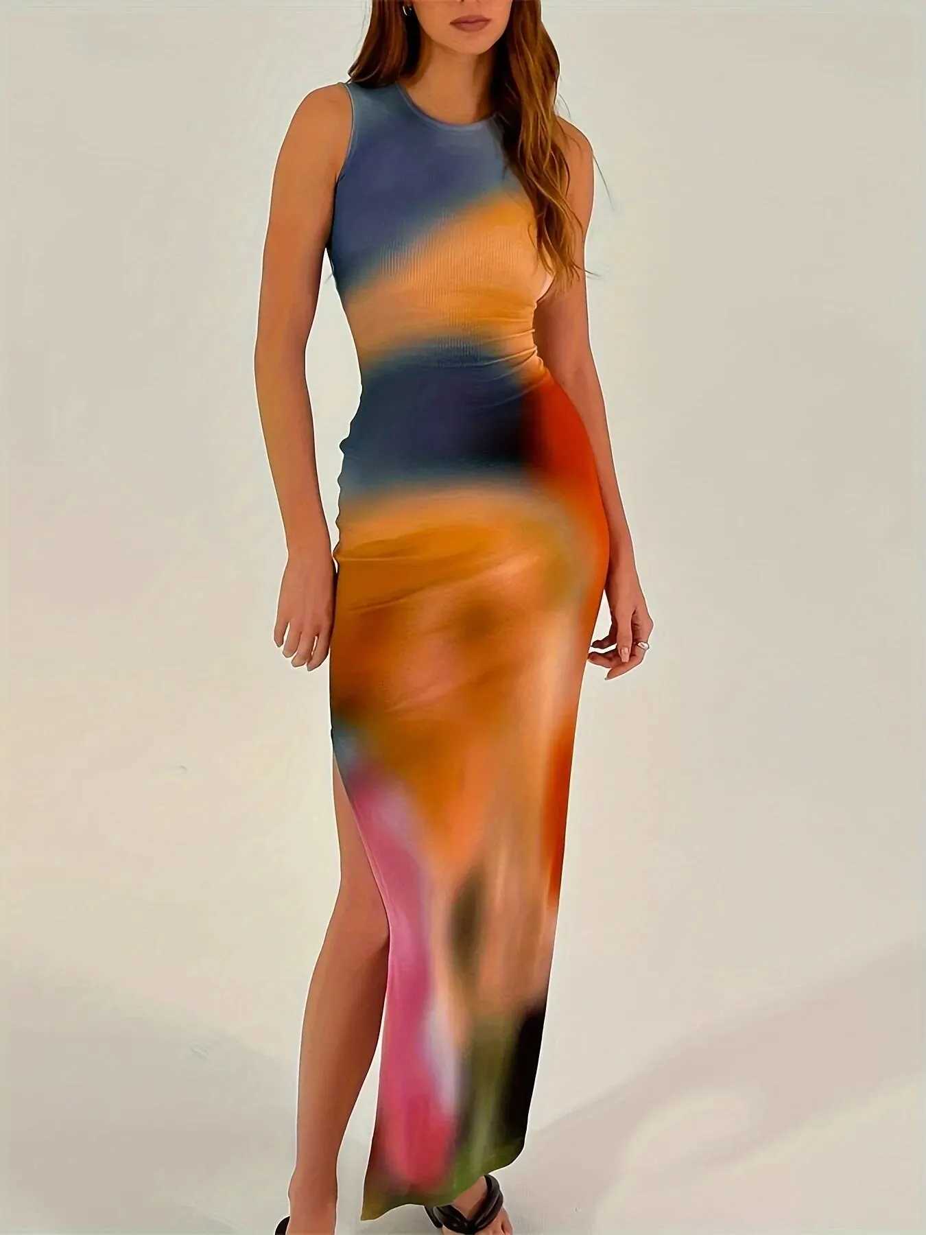 Dulzura Women 2025 Summer Elegant Party Club Streetwear Beach Vacation Bodycon Tie-Dye Long Dress Wholesale Items For BusinessXJ250514