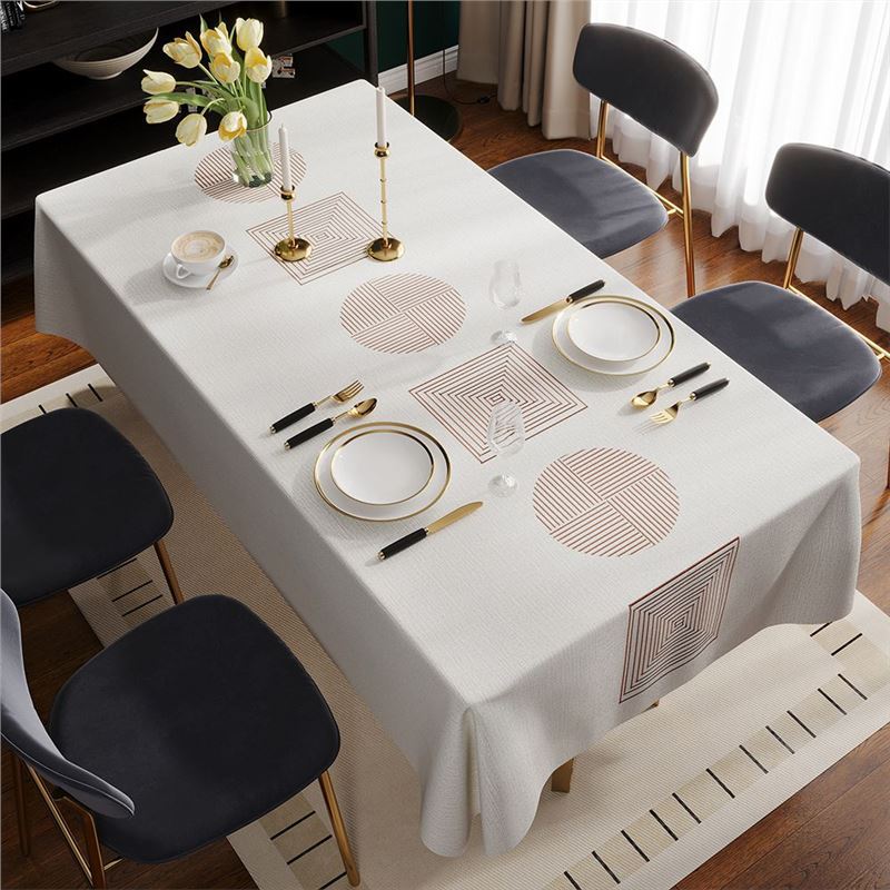 T0464 tablecloth high-grade light luxury waterproof oil-proof anti-scalding wash-free dining table coffee table mat pvc rectangular