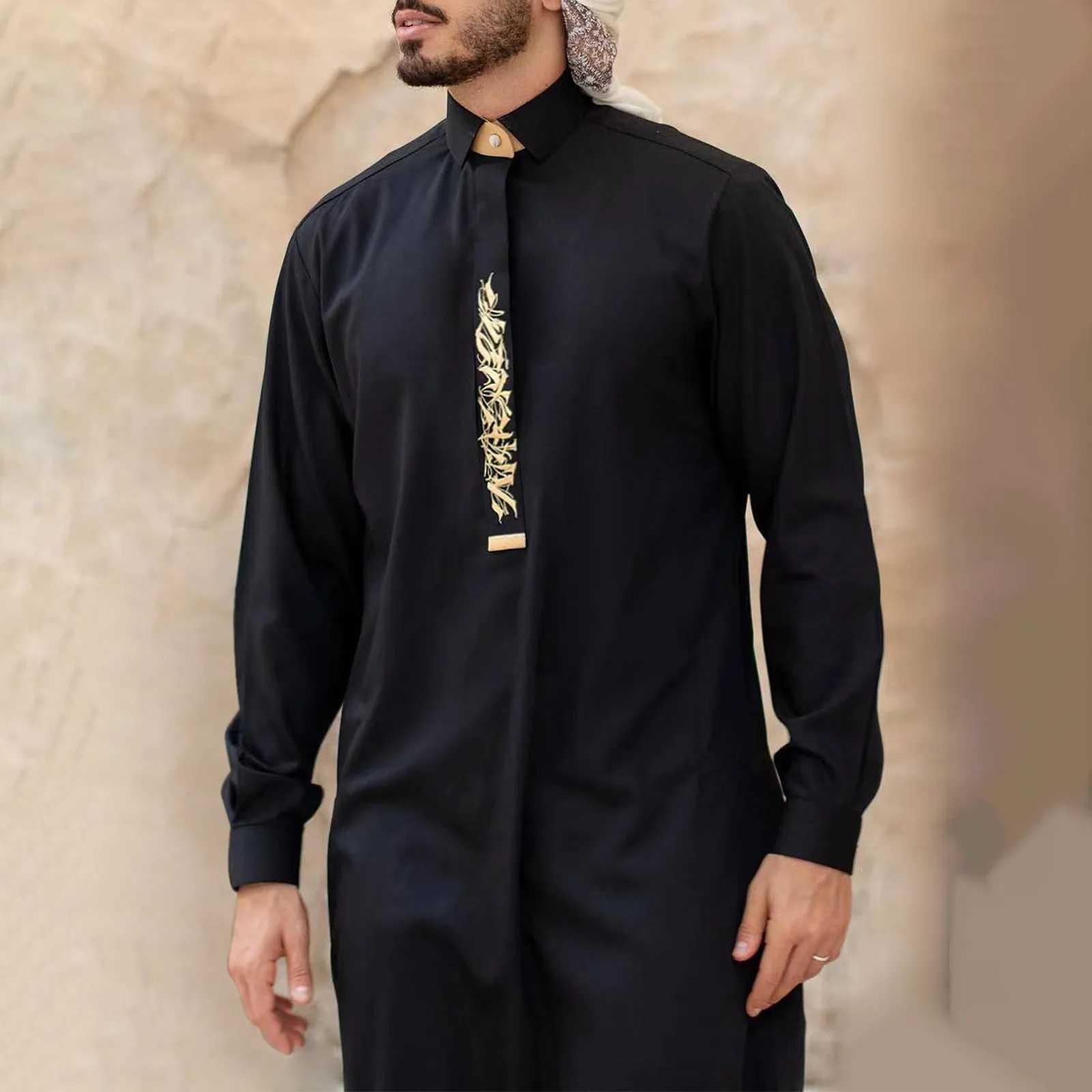Mens Long Robe Muslim Embroidery Dishdasha Modest Islamic Dubai Saudi Abayas Prayer Abaya Kaftan Ramadan Morocco Jubba Thobe X250514