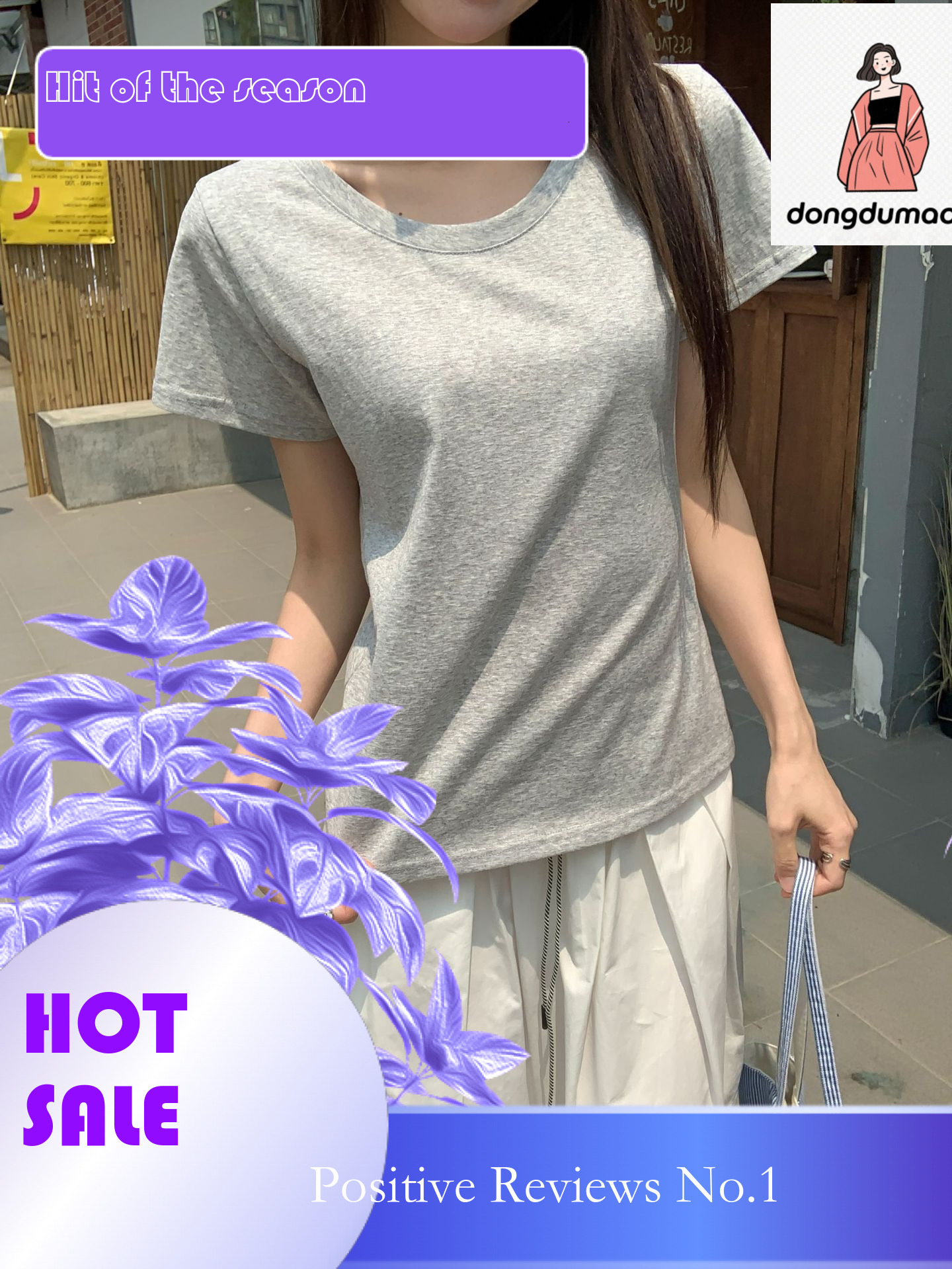 dongdumaoyi Grey sleeved t-shirt for women's clothing 2025 new style, front shoulder slim fit short top, summer dopamine outfit, small shirt