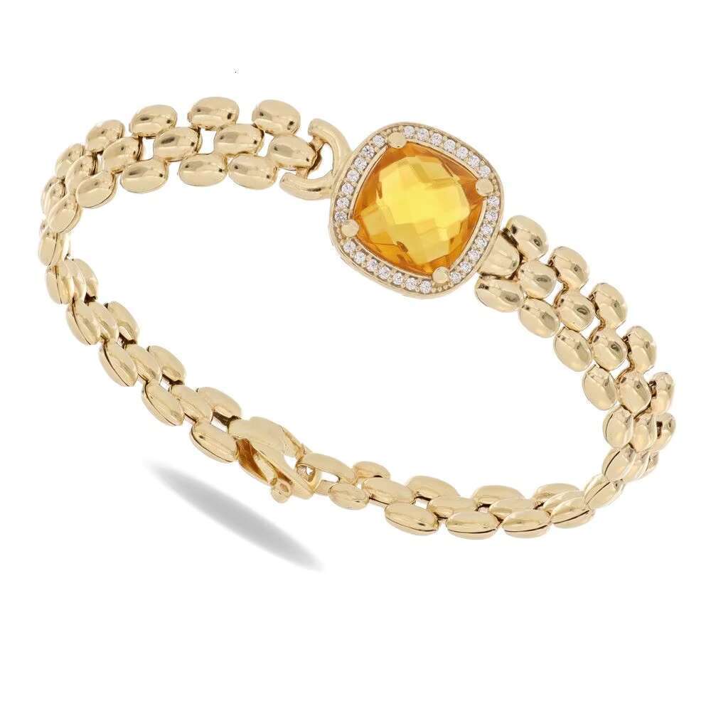 Made in Italy Gold Plated Bracelet Yellow Gemstone Center Accented with Cz Elegance