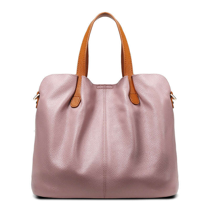 Tote Bag Commuter Leather High End High Capacity Tote Bag With Contrasting Color Top Layer Cowhide For Women S Niche Crossbody Handbag KQ