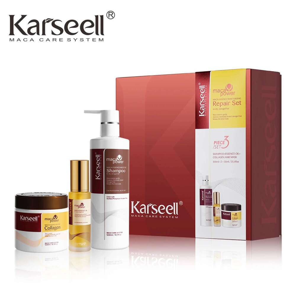 Karseell 3Pcs Collagen Mask Argan Oi + Shampoo Essence Moisturizing Repair Set For Dry Damaged Hair Gift