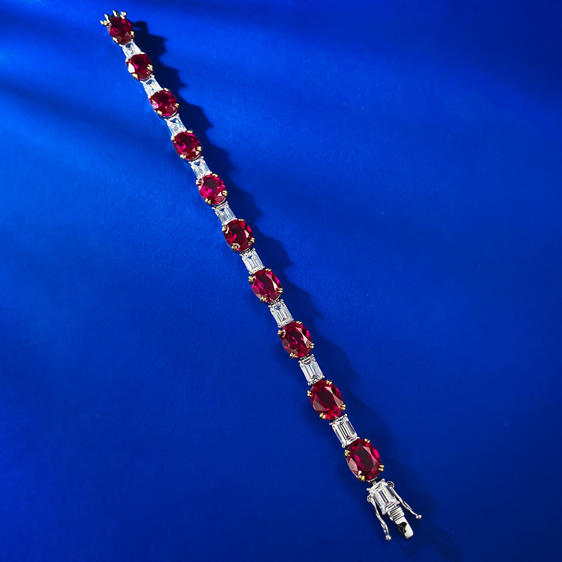 2025 Choucong Gorgeous Noble Lady Wedding Bracelets Sparkling Luxury Jewelry Genuine 100% S925 Sterling Silver Oval Cut Ruby Lab Moissanite Diamond Wo