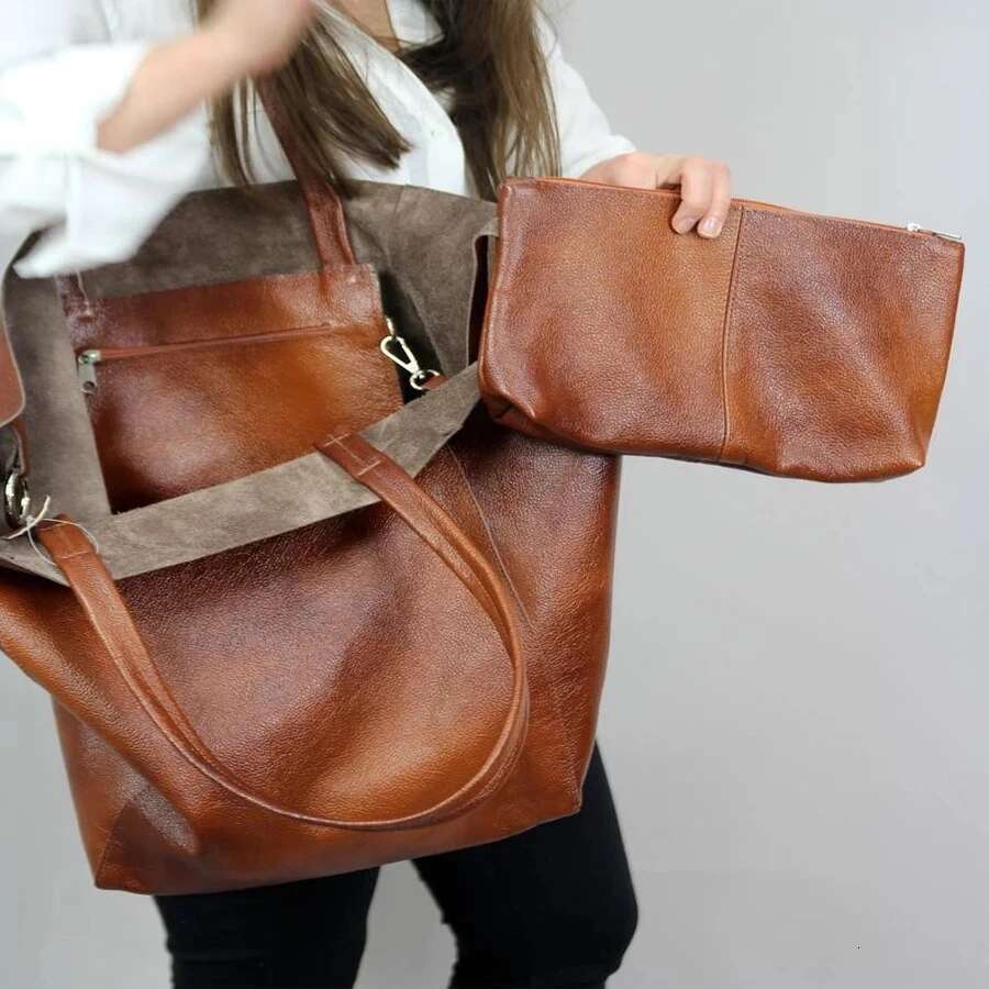 2023 Soft Pu Leather Hand Big Tote Retro Lady Shopper Purses Casual Over Large Women Shoulder Bags Designer Handbags