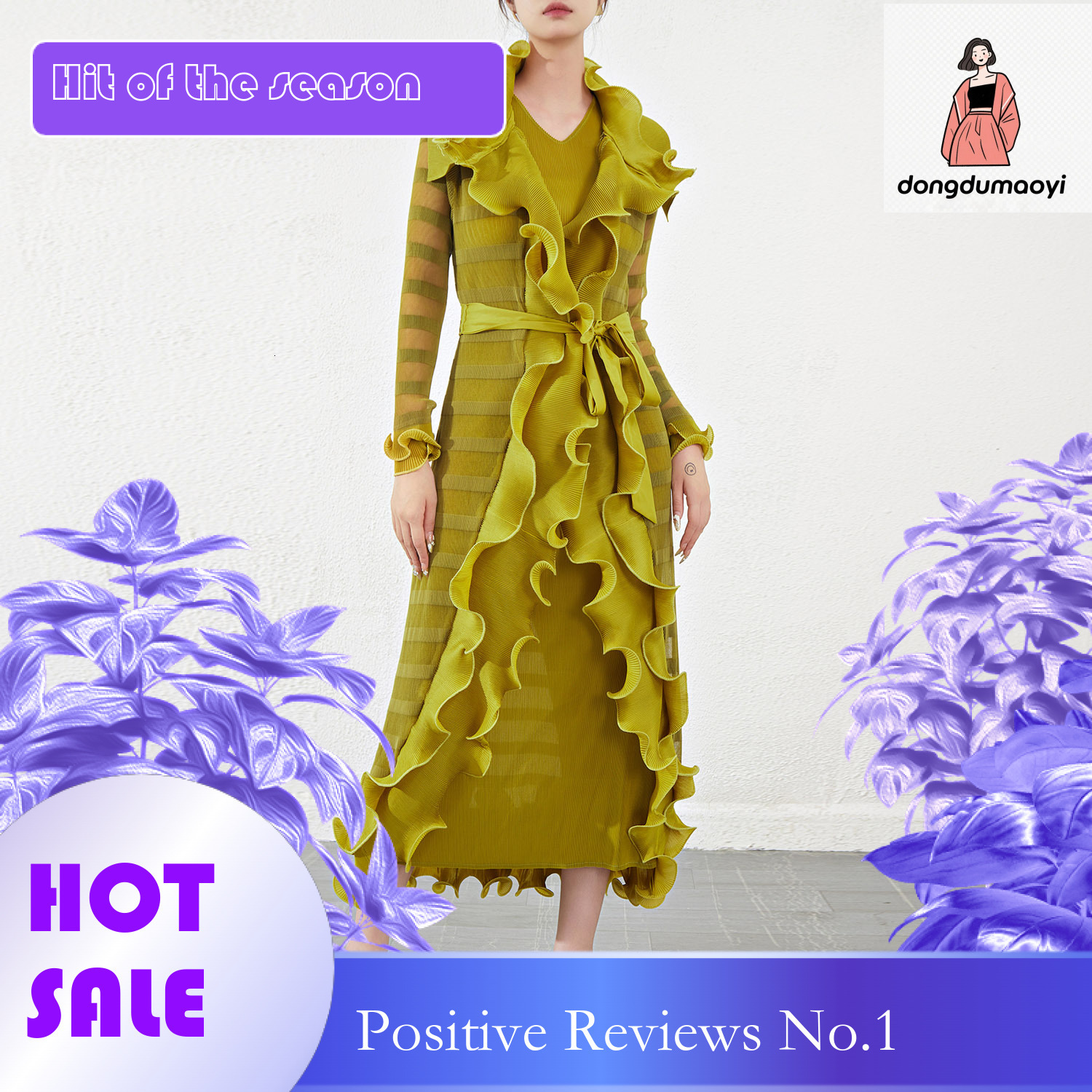 dongdumaoyi Wrinkled for women autumn and winter lace socialite high end party dress new long