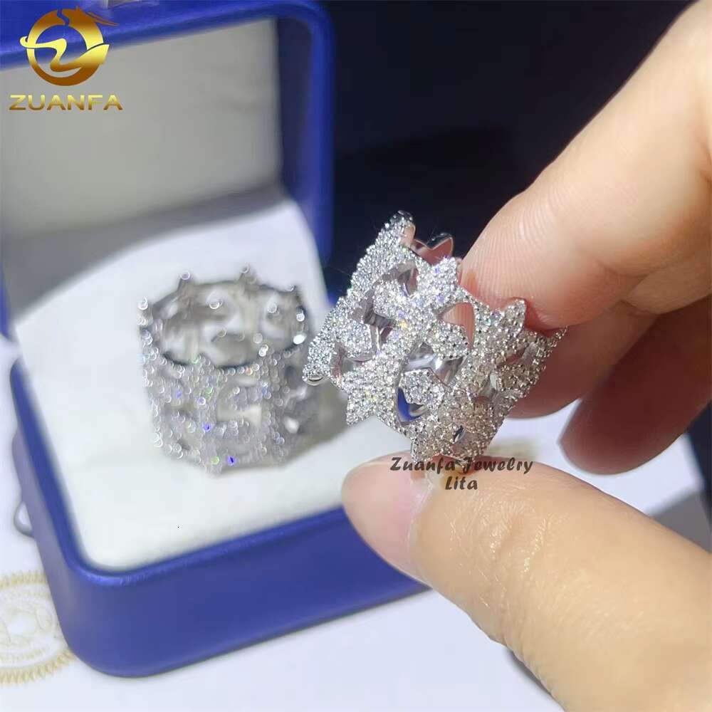 Pass Diamond Tester Hip Hop Iced Out Cross 925 Sterling Silver Mens Certified GRA Moissanite Ring
