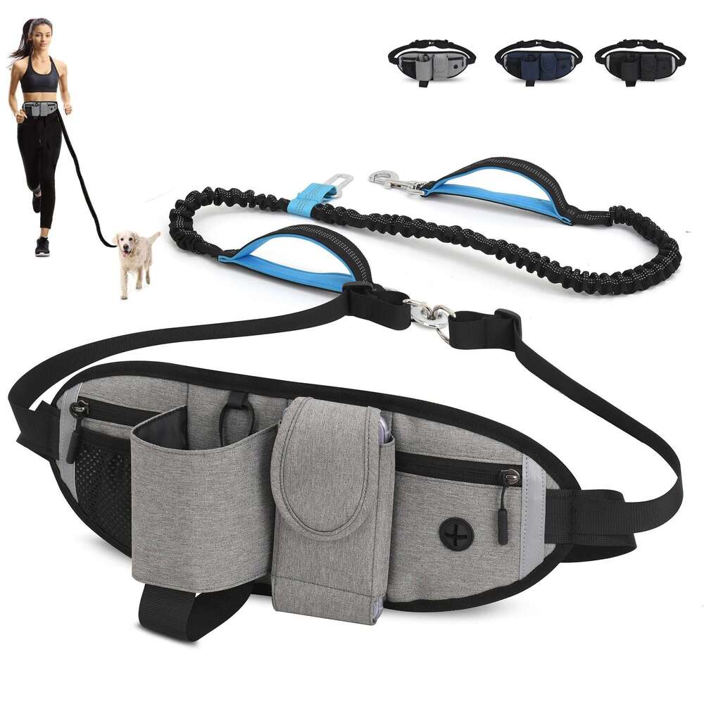 Dog outdoor running training, sports waist bag, waterproof and anti-collision, dog walking leash supplies, pet