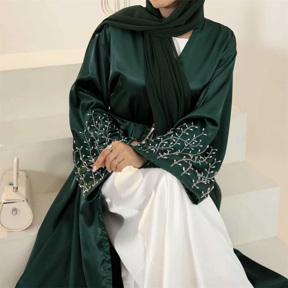 Muslim Beaded Dress Dubai Turkey Kaftan Eid Ramadan Islamic Jalabiya Kimono Cardigan Arabic Open Abayas Femme Musulman Vestidos X250514