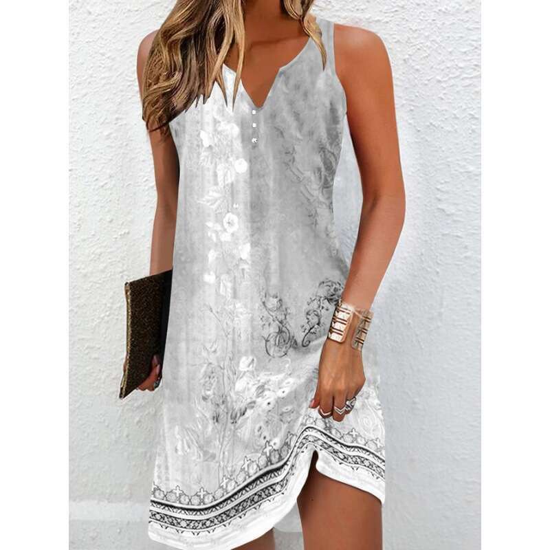 Women Clothes Dress Women S Tank Top Dress Fashion Printed Slim Skirt KQ