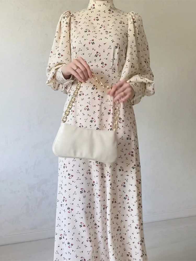 Spring Eid Muslim Floral Dress for Women Dubai Abaya Morocco Party Dresses Ramadan Lace-up Kaftan Vestidos Arab Long Robe 2024 X250514