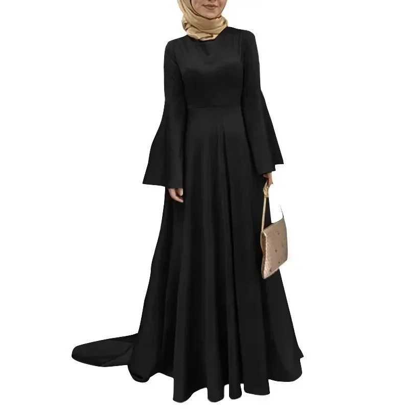 2025 New Fashion Womens Evening Dress O Neck Long Slve High Waist Spliced Folds Elegant Midi Dresses Female New Clothing X250514