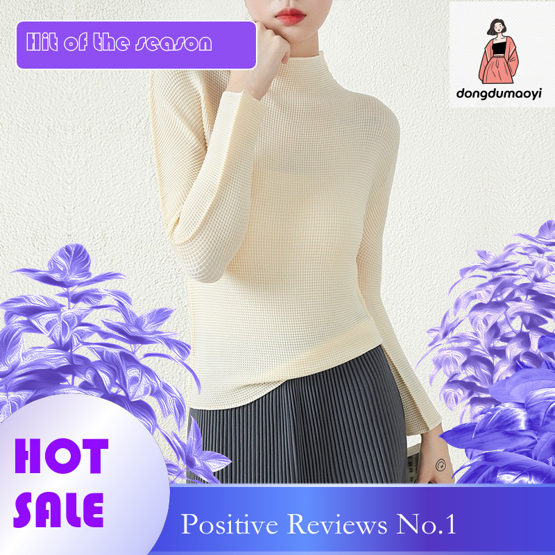 dongdumaoyi Wrinkled T-shirt base shirt, women's counter quality long sleeved top