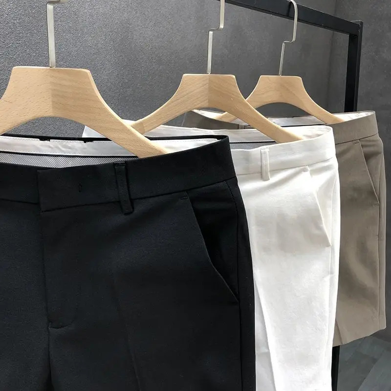High-End Light Business Suit Shorts Mens White Slim Straight Shorts Mens Summer Thin Casual Shorts 250513