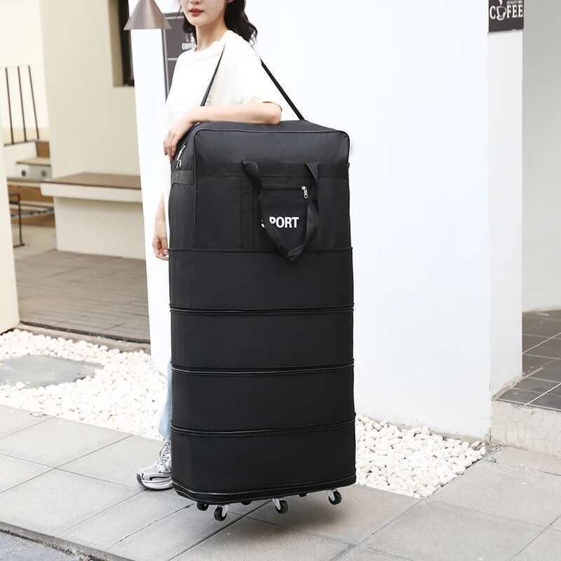 Versatile 5-Layer Folding Travel Bag with Wheels Large Capacity Waterproof Durable Lage for Trip Weekend Getaways overnight