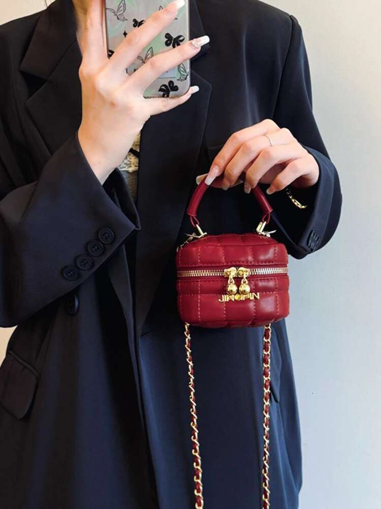 2025 New Bag Mini Chain Box Spring New Checkered Designer Embroidered Shoulder Bag Korean Edition Fashion Double Zipper Handbag Crossbody Bag Ling Gri