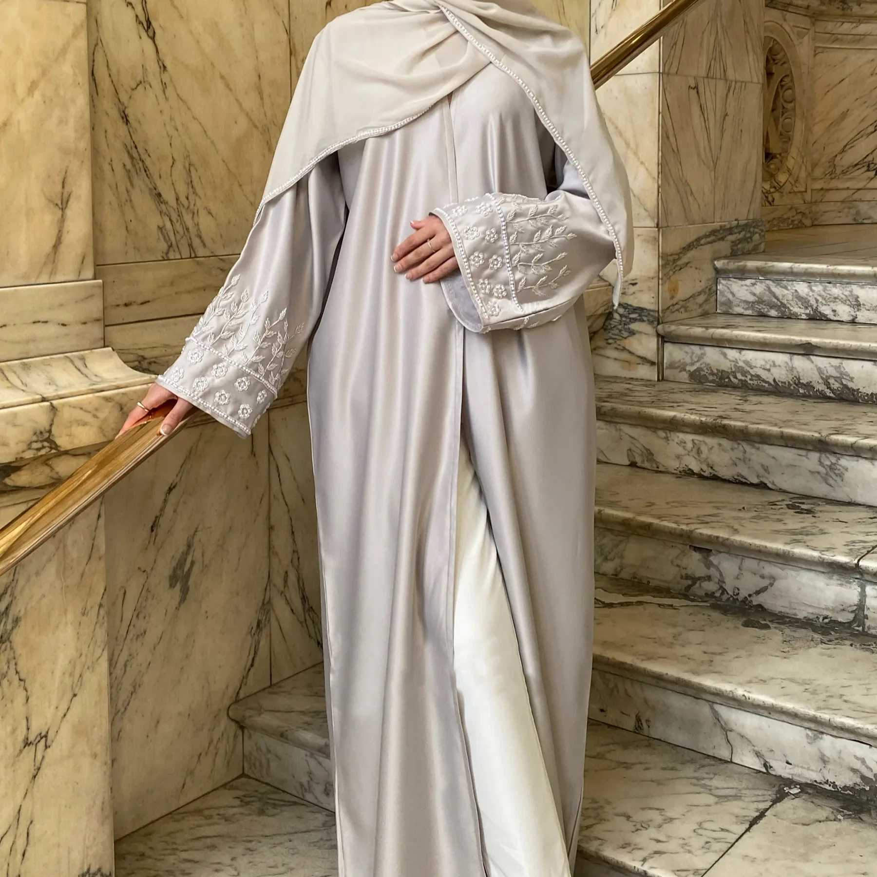 2024 Middle East Pearl Muslim Cardigan for Women Ramadan Dubai Abaya Dress Luxury Islam Party Jalabiya Turkey Moroccan Kaftan X250514