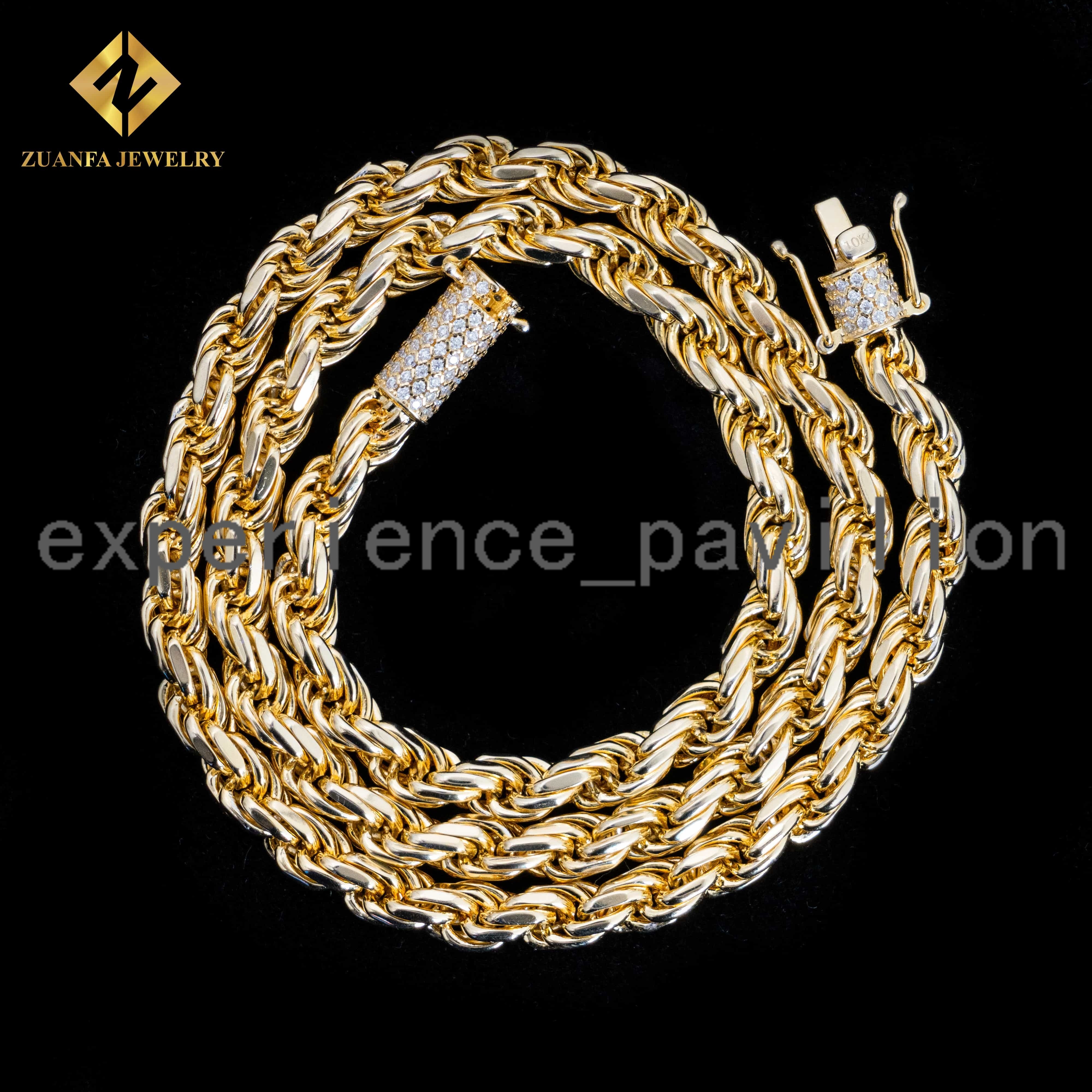 Ready to Ship 6MM Hip Hop Man Necklace 925 Sterling Silver Iced Out Vvs1 Moissanite Diamond Lock Gold Rope Chain