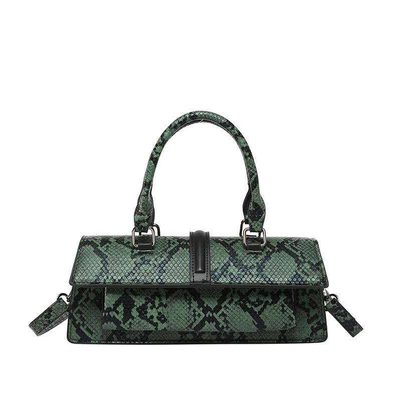 Designer Pack Handheld Small Square Female Trend Niche Design Texture French Stick Bag Western Style Snake Pattern Single Shoulder Crossbody Bag Free 