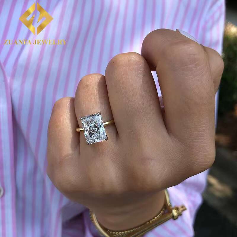 Luxury Radiant Moissanite Diamond Rings Women Fine Jewelry Engagement Wedding Band Lab Grown Diamond Ring