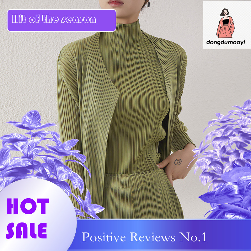 dongdumaoyi Folding Short Coat 2023 Autumn Miyake New Fashion Style Women's Versatile Top Thin Air Conditioning Sunscreen Shirt