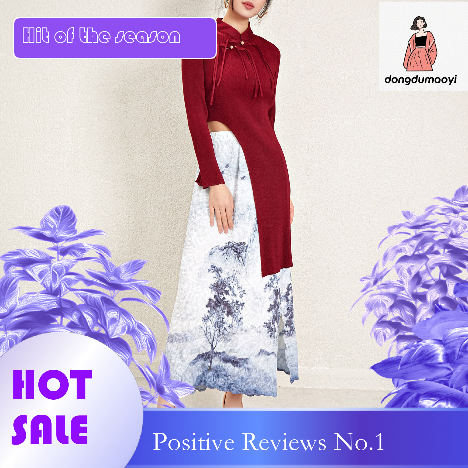 dongdumaoyi New dress spring and autumn outfit Chinese style high end temperament women s clothing summer ink wash improved cheongsam
