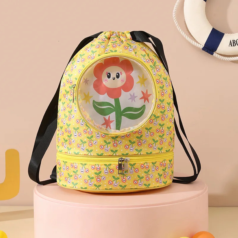 Wet and dry separation swimming bag double-layer cartoon storage bag children portable storage bag fitness backpack toiletry bag 250514