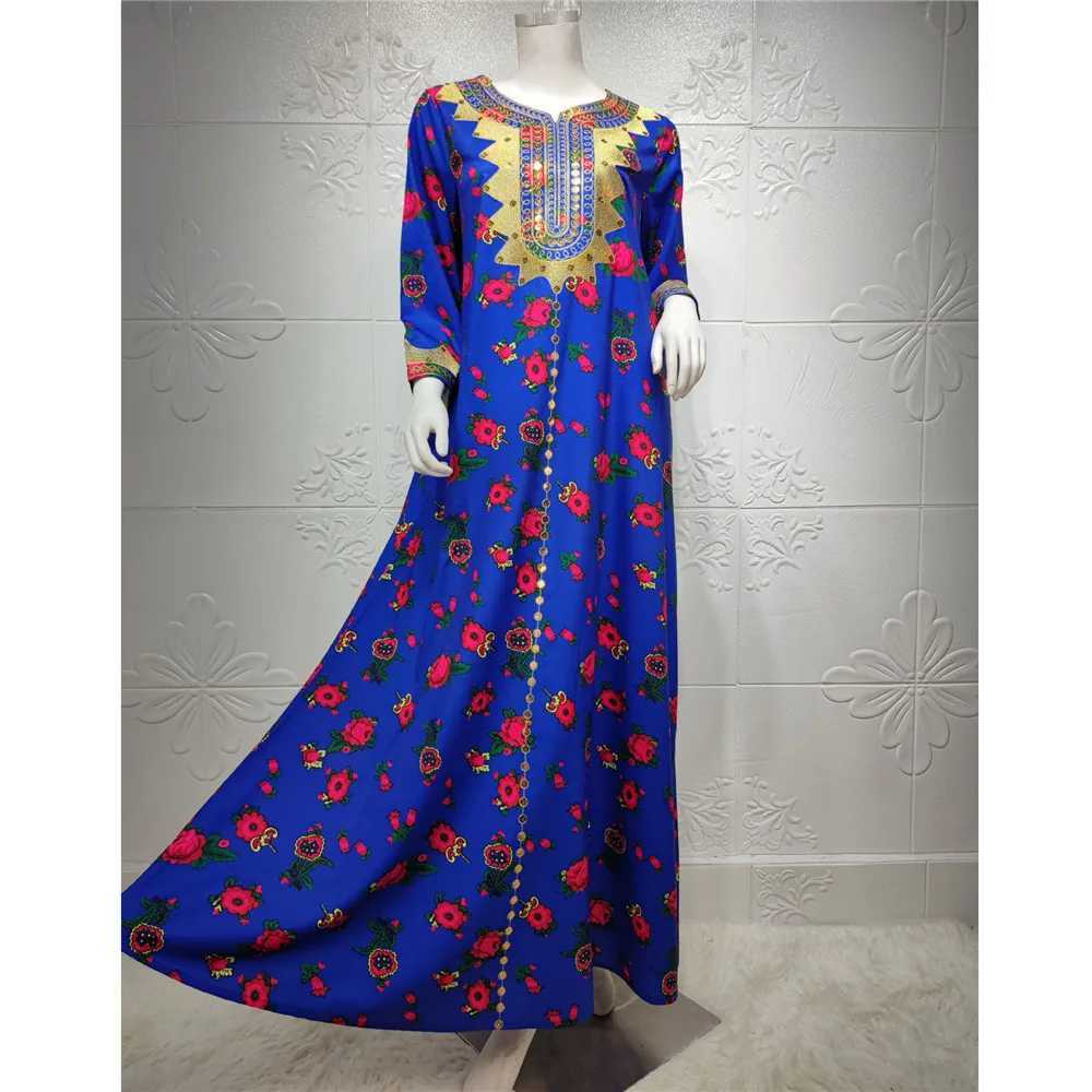 Floral Print Abaya Long Dress for Women Arabic Party Kaftan Saudi Aeabic Robe Gulf Dubai Jalabiya Muslim Evening Dresses Caftan X250514