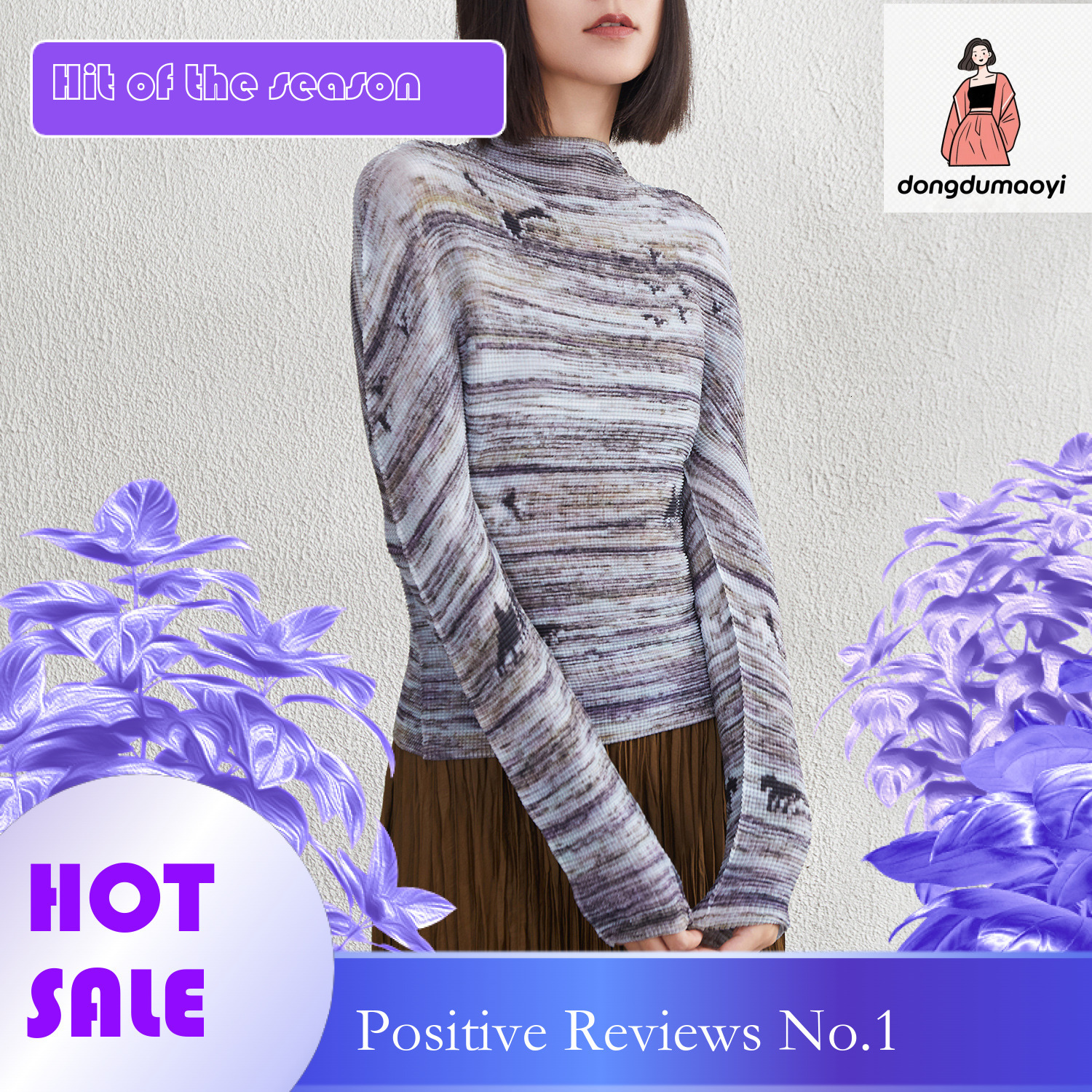 dongdumaoyi Half high collar base shirt for women in spring and autumn, three mansions new style, pleated elastic slim fit, inner layer, slimming effe