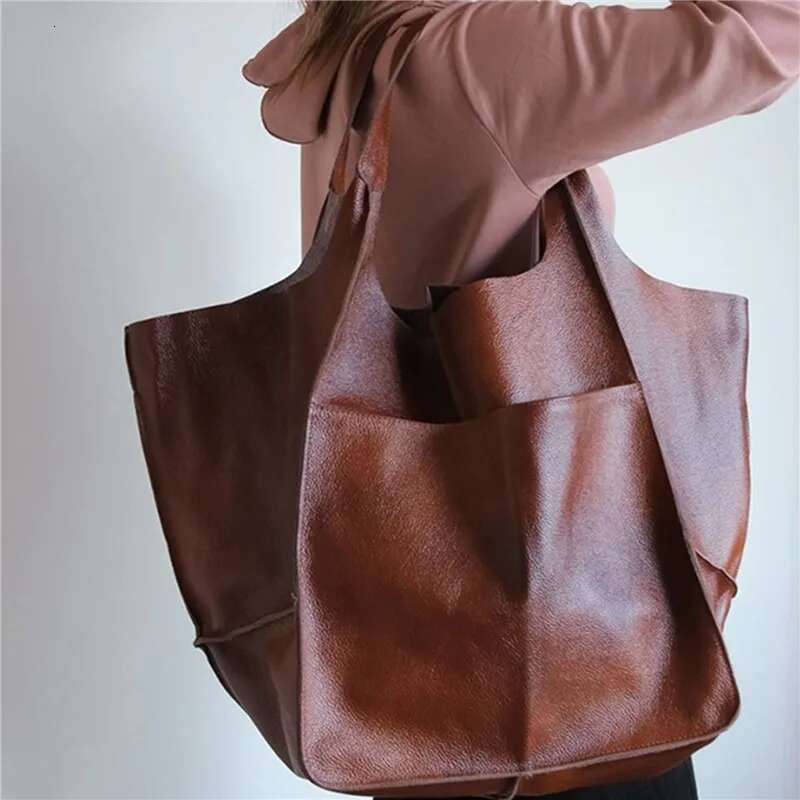Vintage Large Capacity Handbags PU Soft Leather Big Designer Women Shoulder Beach On Vacation Woman Bag Tote 2024