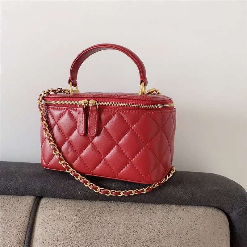High Quality Classic Style Dia Chain Square Box 2024 New Shoulder Crossbody Sheepskin Leather Women's Bag