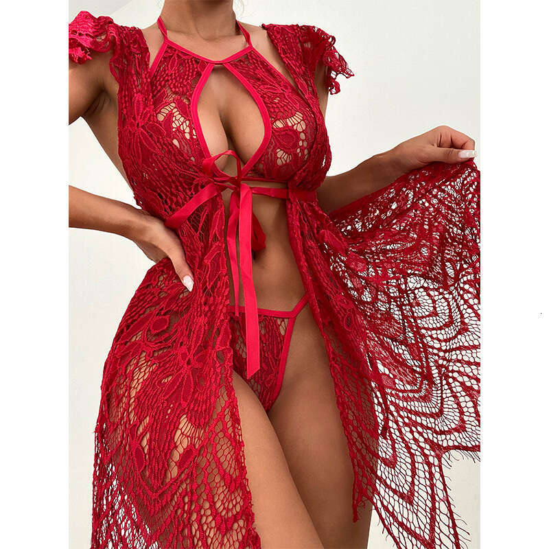 Sexy Lace Lingerie Feminine Lace Three Point Erotic Lingerie Perspective Seductive Set KQ