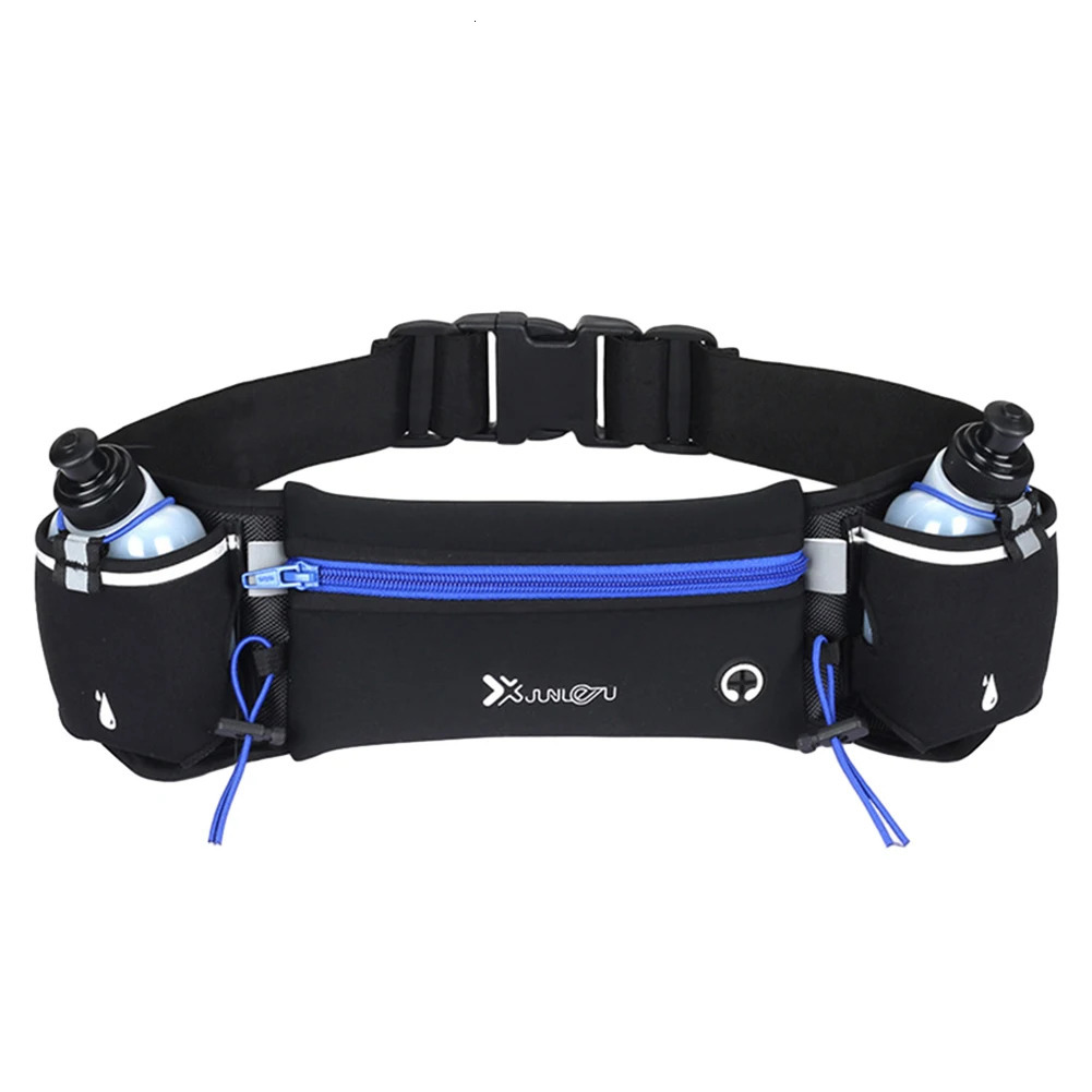 Waist Pack with Bottles Multiple Pockets Fanny Reflective Strip Bag Adjustable Strap for Running Hiking Climbing 250514