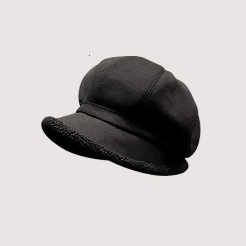 Beret Hat Women Winter Octagonal Hats For Women Retro Solid Color Velvet sboy Cap Female Keep Warm Gorro Bucket Hat 250514
