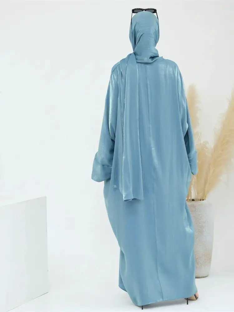 Eid Modest Satin Khimar Abaya Dubai Luxury 2024 Muslim Islam Arabic Abayas For Women Kaftan Hijab Dress Robe Femme Musulmane X250514