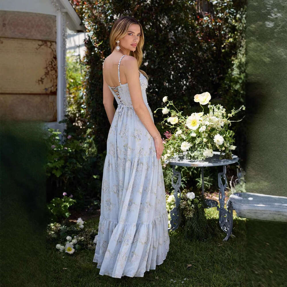 Women's Wear French Sexy Pure Desire Hanging Neck Dress For Women's Summer Long Seaside Vacation Style Backless Floral Skirt