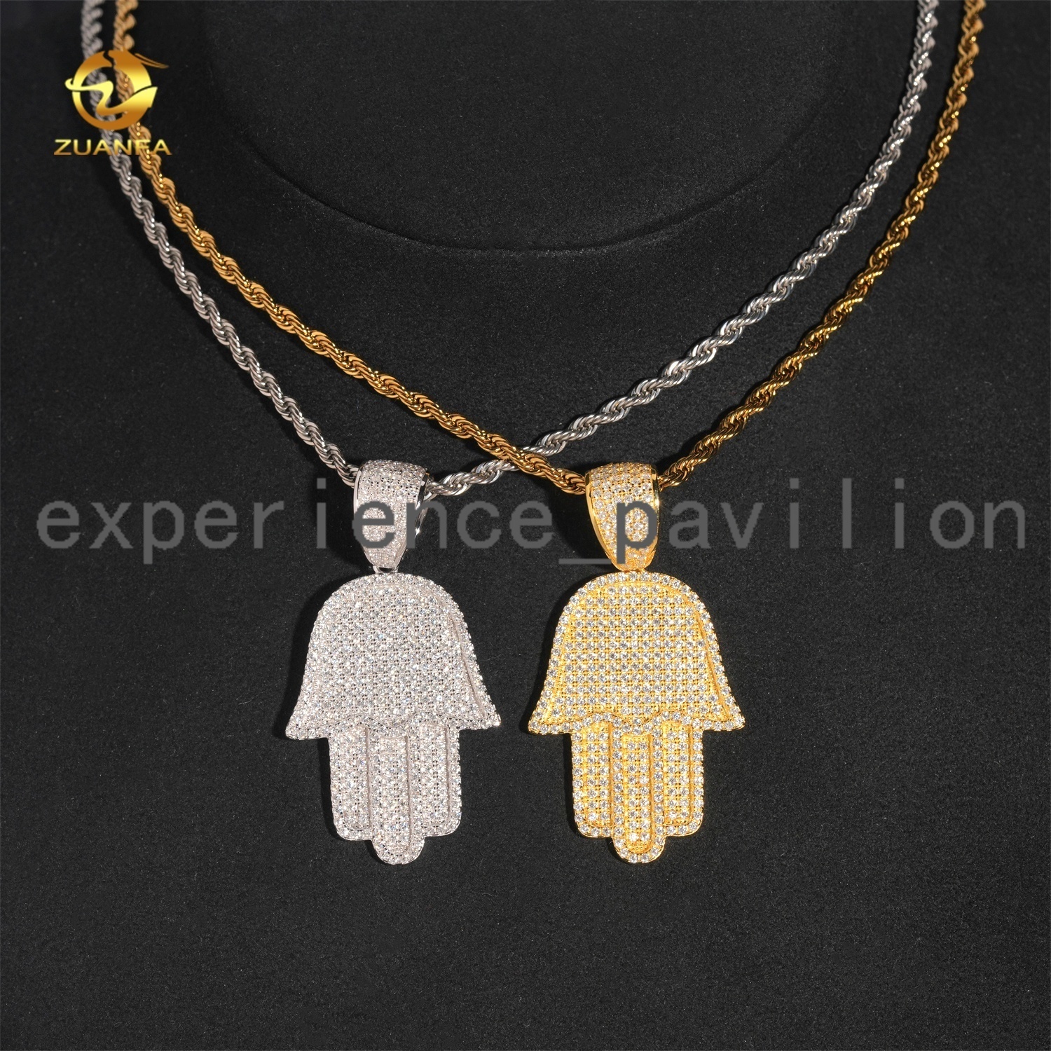 Wholesale Price Hip Hop Jewelry Charm Pendants 925 Silver Hamsa Hand Iced Out Moissanite Pendant for Men