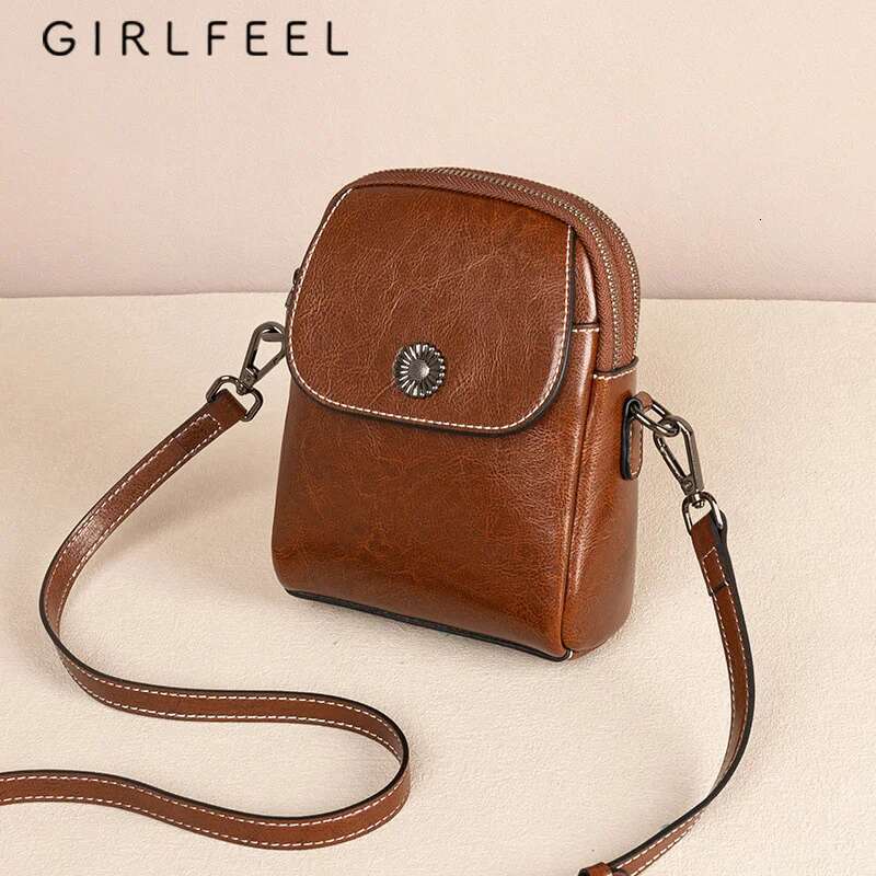 Retro Women's Crossbody Fashionable Flip Large Capacity Double-Layer Shoulder Bag High-Quality Genuine Leather Handbag 5