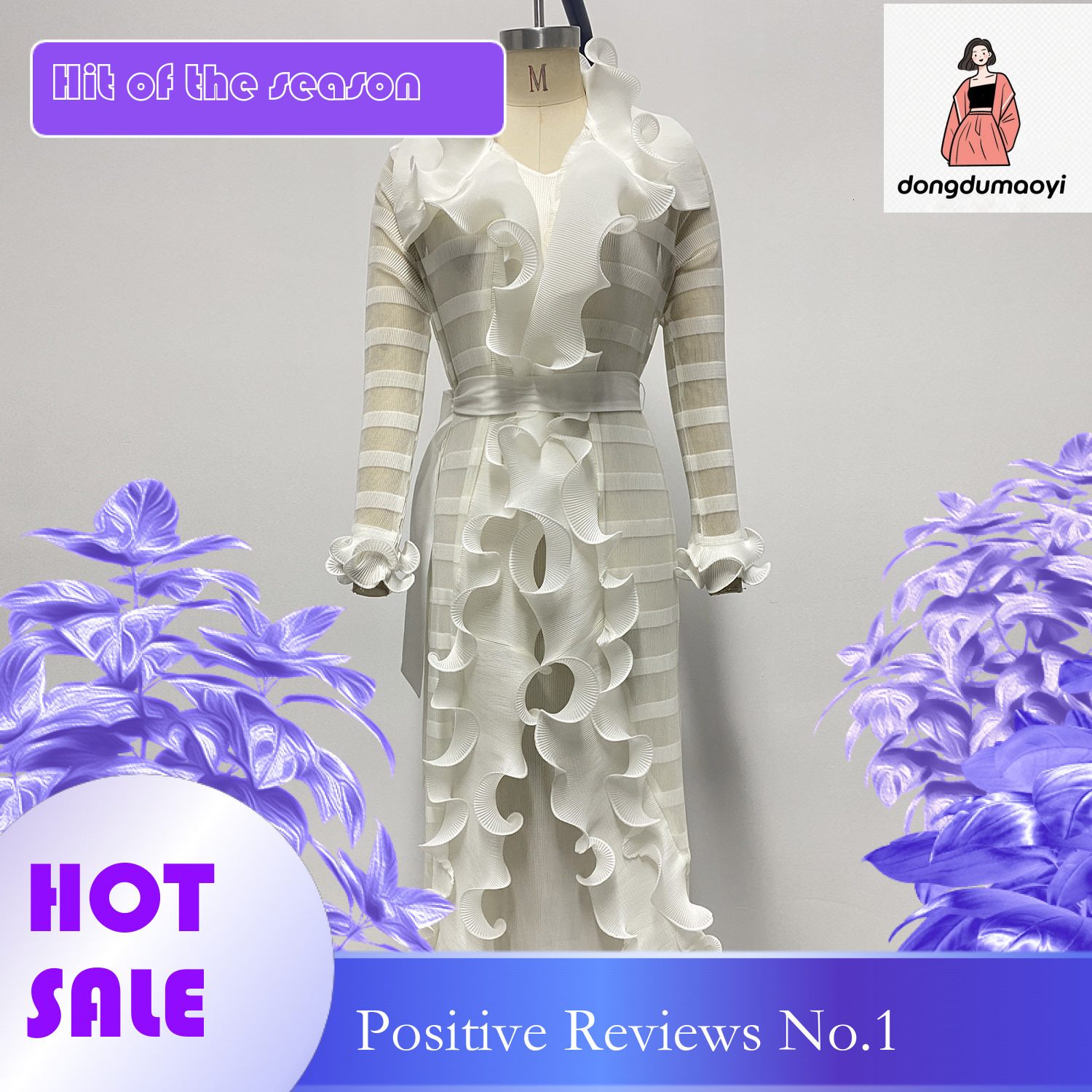 dongdumaoyi Wrinkled for women autumn and winter lace socialite high end party dress new long