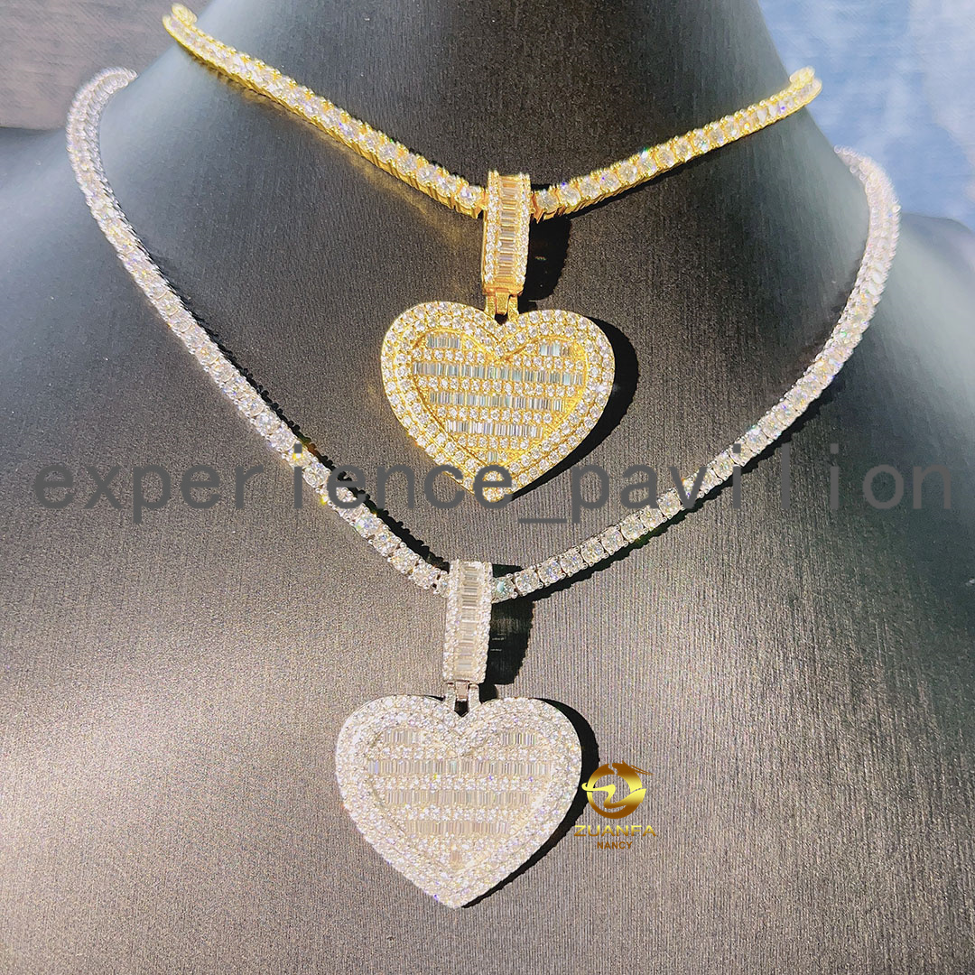Fashion Jewelry Moissanite Pendant Men/Women Silver 925 Necklace Hip Hop Iced Out Heart Pendant Charms