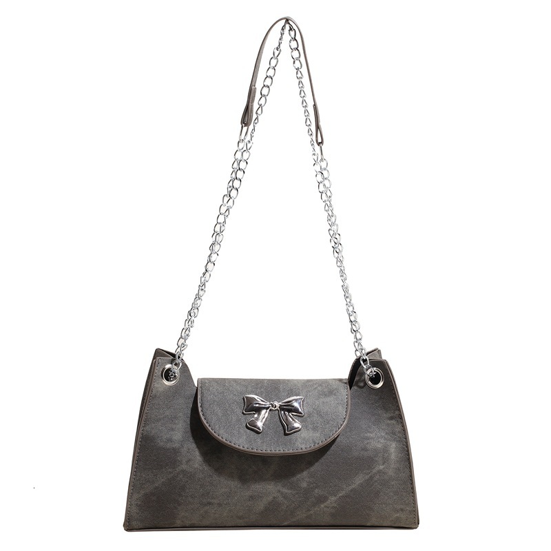 Free Delivery Designer Bag Bow Fashion Chain Shoulder 2025 Winter New Item Niche Design Versatile Ins Armpit Small Square Luxury Bag