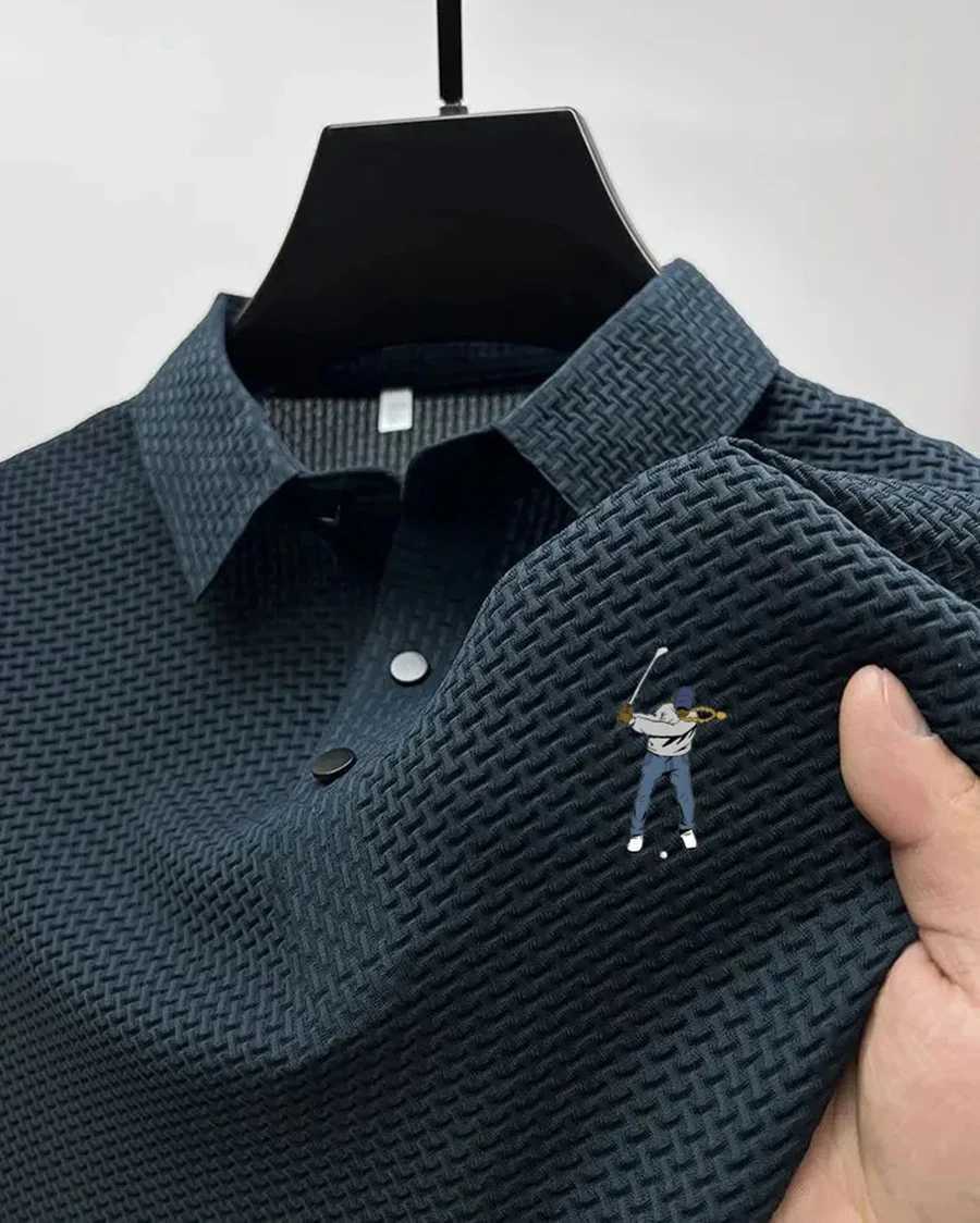 2025 new summer mens business casual short-slved solid color Polo shirt refreshing breathable comfortable versatile tops X250514